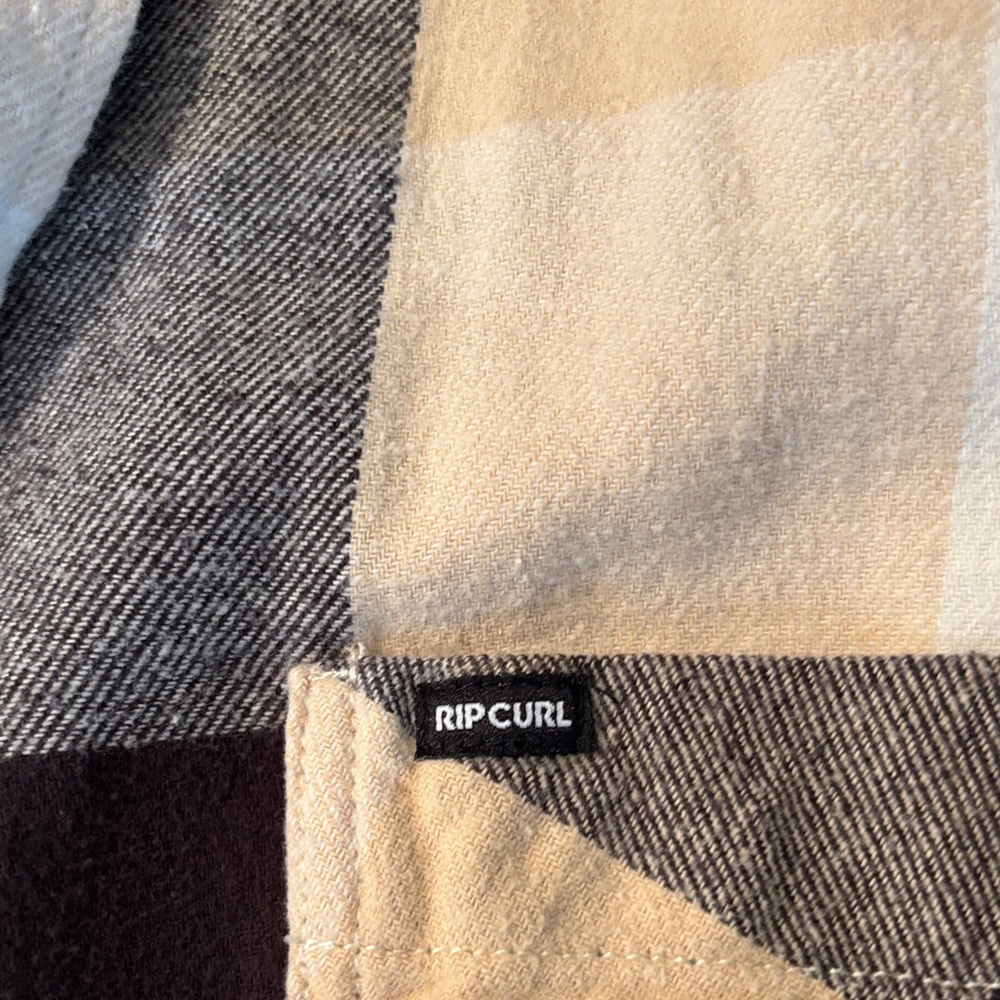 Rip Curl Cream And Black Plaid Womens Shirt - image 4